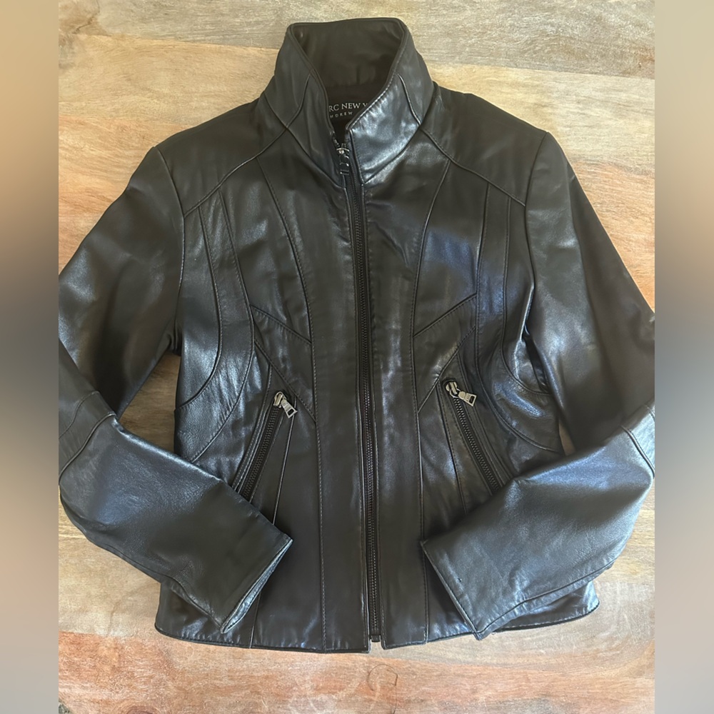 Marc New York Girls Black Genuine Leather Jacket